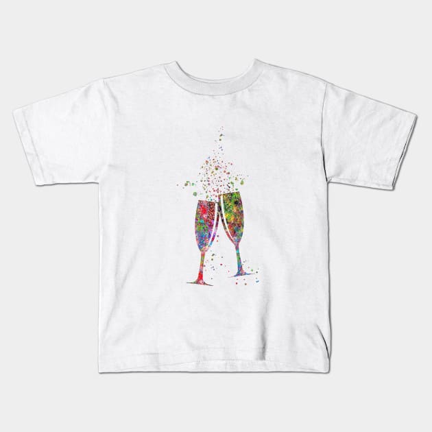 Glass of champagne, Kids T-Shirt by RosaliArt